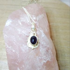 Vintage Sterling Silver Amethyst  Pendant w/chain